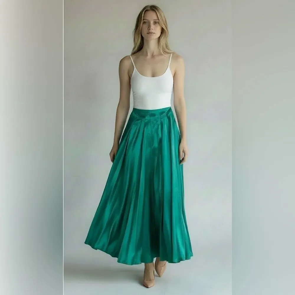 Vintage Emerald green chiffon Maxi Skirt by Cotton Candy LA NWT deadstock sz L